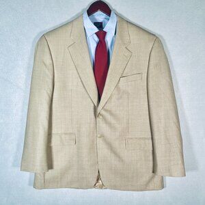 Lauren Ralph Lauren Blazer Mens 46R Beige Wool Sport Coat Jacket Costal Preppy